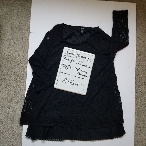 Alfani Woman Tunic 1X black lace sheer lined Open Back Feminine - Picture 10 of 10